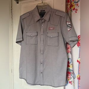 American Rag pearl snap button short sleeve nautical style shirt